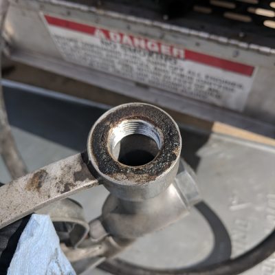 Fuel handle gunk buildup
