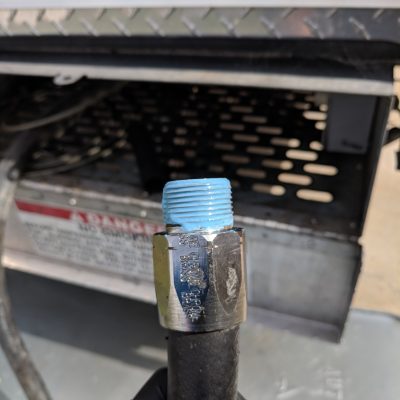 Pipe thread sealant on hose end