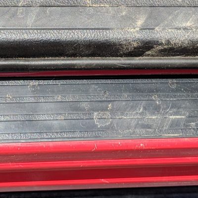 Door Sill Black Plastic Restorer Before