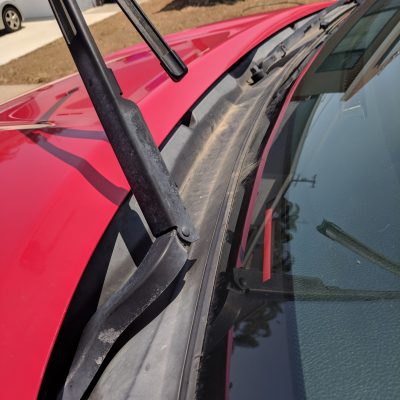 Windshield Wiper Tray Black Plastic Restorer Before