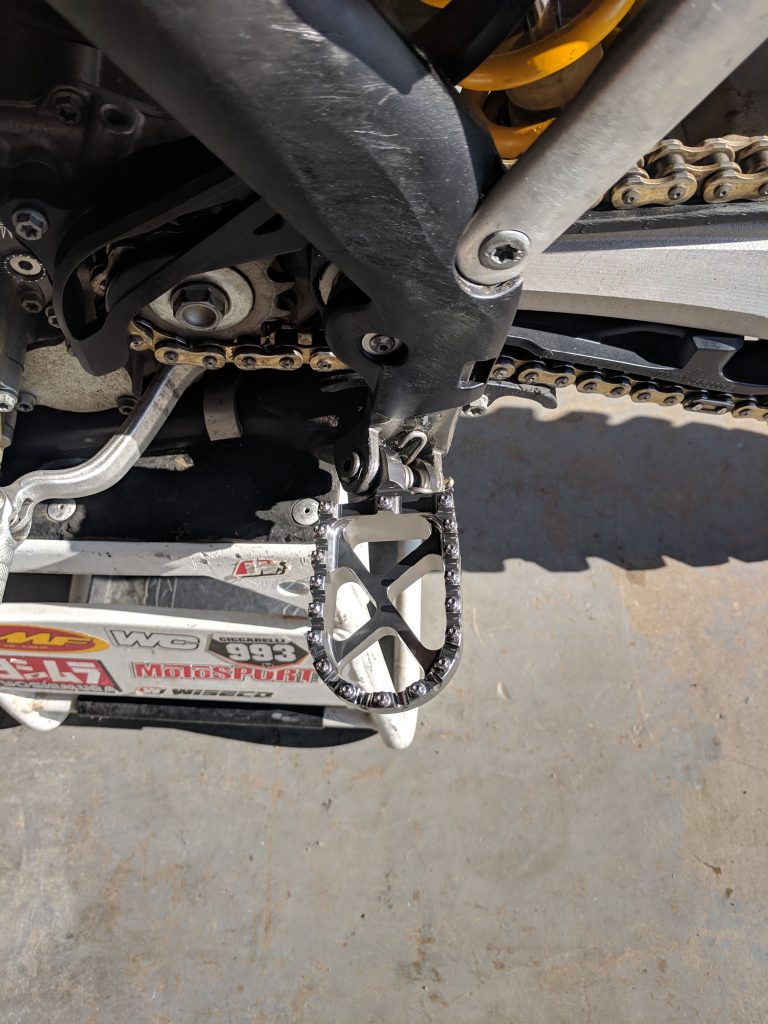 Tusk Billet Race Foot Pegs Installed KTM 450 SXF